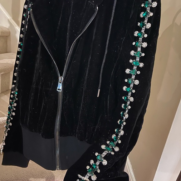 “AREA”copy:crystal trim wide leg track pant and crystal stud hoodie set - Picture 5 of 7